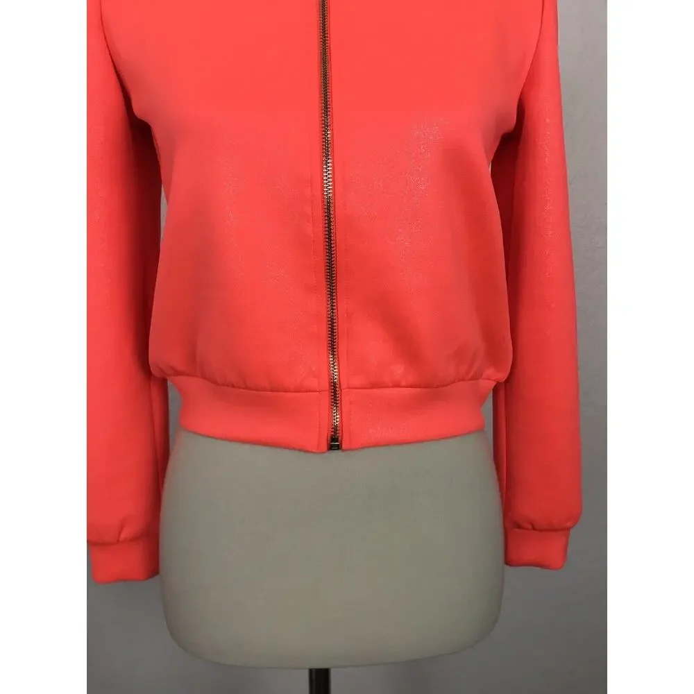 Patrizia Pepe Children Neoprene Jacket Neon Orange Metallic NWT
